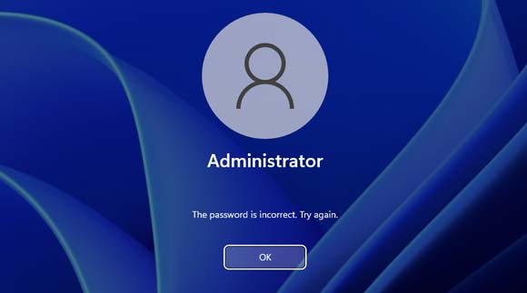 How to Reset Forgotten Windows Administrator Password? 5 enter the incorrect password