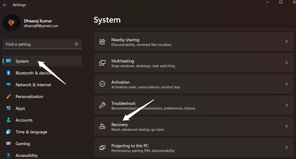 How to Fix "There Are Currently No Power Options Available" Error in Windows 11? 14 System>Recovery