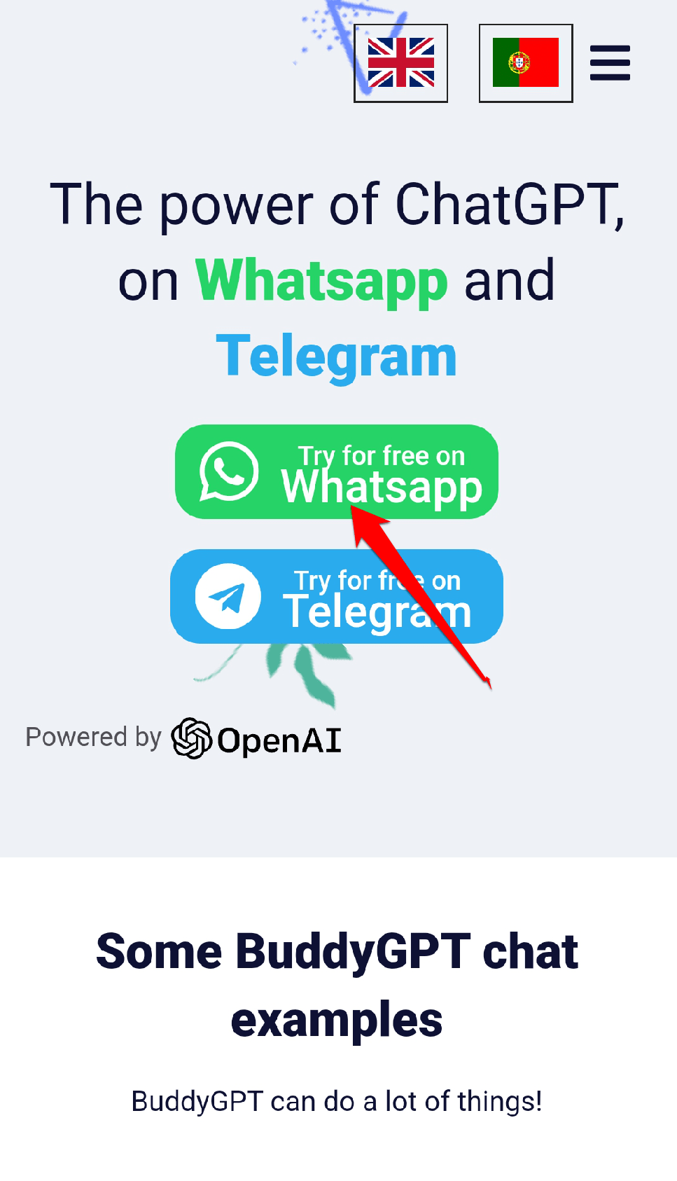 How to Use ChatGPT in WhatsApp? 2 select "Try for free on WhatsApp."