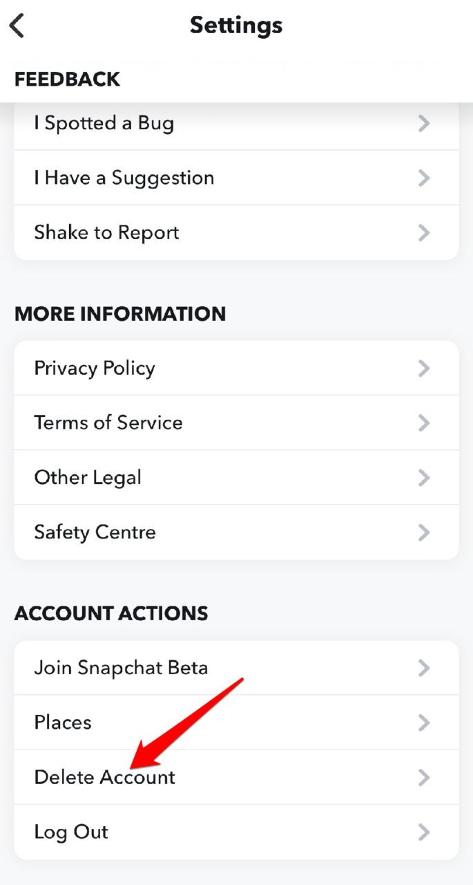 How to Permanently Delete Snapchat Account? 10 In the Account Actions menu, tap on "Delete Account