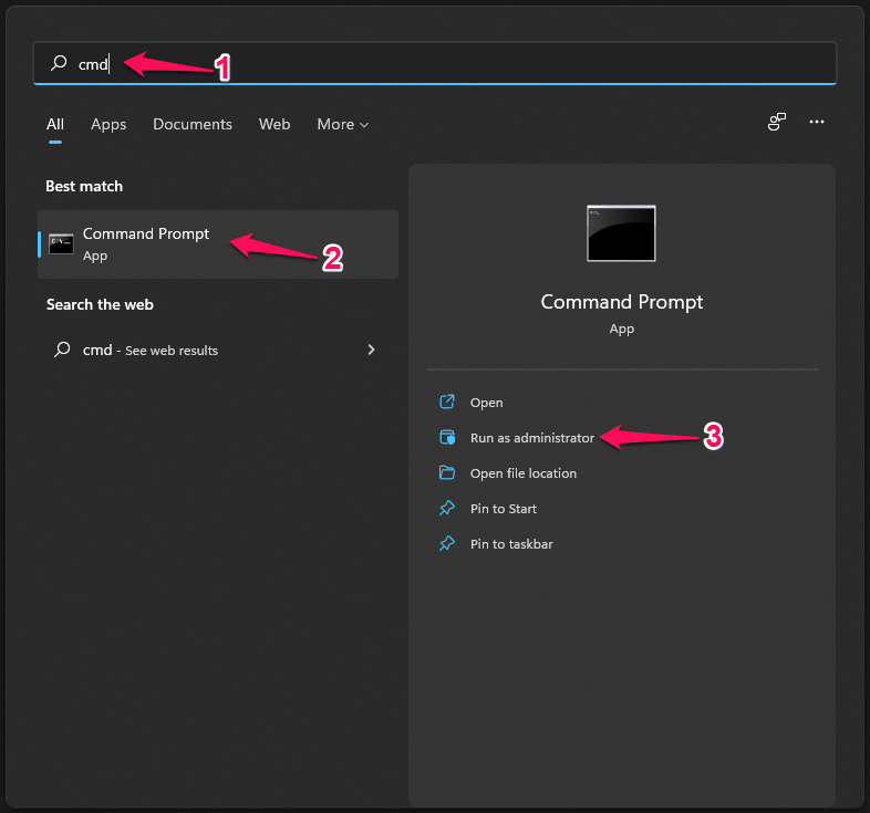 Fix: The Feature You Are Trying to Use in on a Network Resource that is Unavailable in Windows 11 3 1 - Open CMD As Administrator
