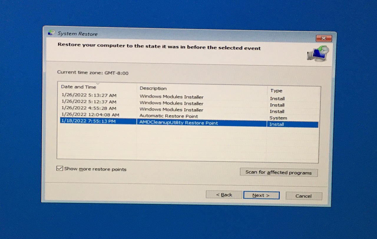 10 - Click System Restore