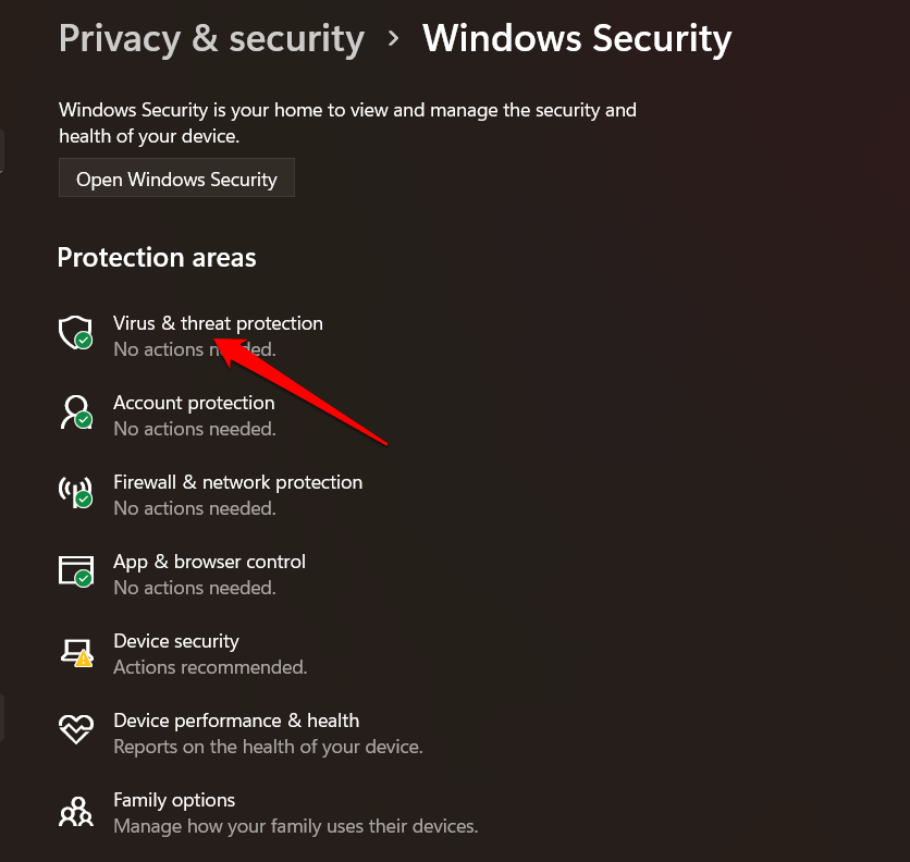 Virus and threat protection
