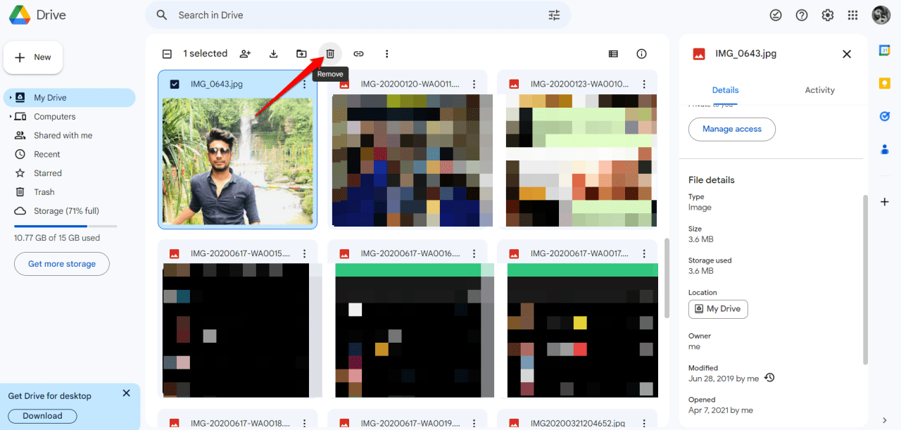 How to Free Up Space in Gmail if the Storage is Full? 8 Select a file you want to delete and tap on remove option