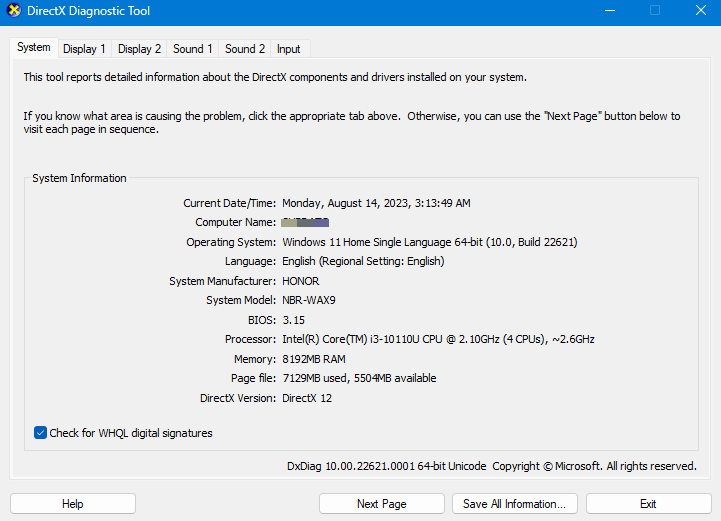 How to Fix Not Enough Memory Error in DirectX 12? 3 Run DirectX Diagnostic Tool