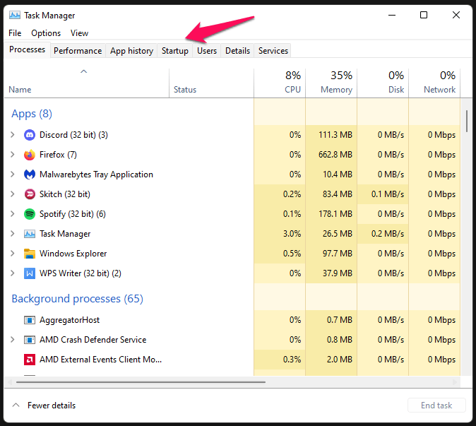 How To Fix System Service Exception BSOD Error in Windows 11? 22 2 - Choose Startup from top menu