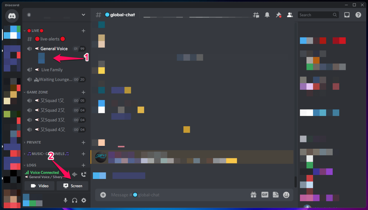 (2) Join Voice Server and Click Screen