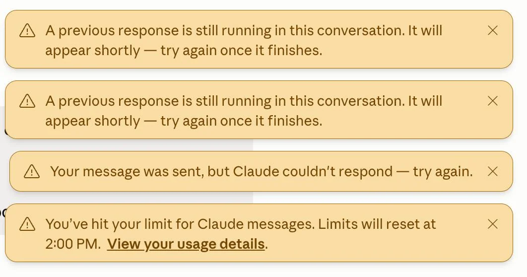 Claude says 'a previous response is still running' and the chat is stuck 2 Claude Previous Response Still Running: Fix It Fast