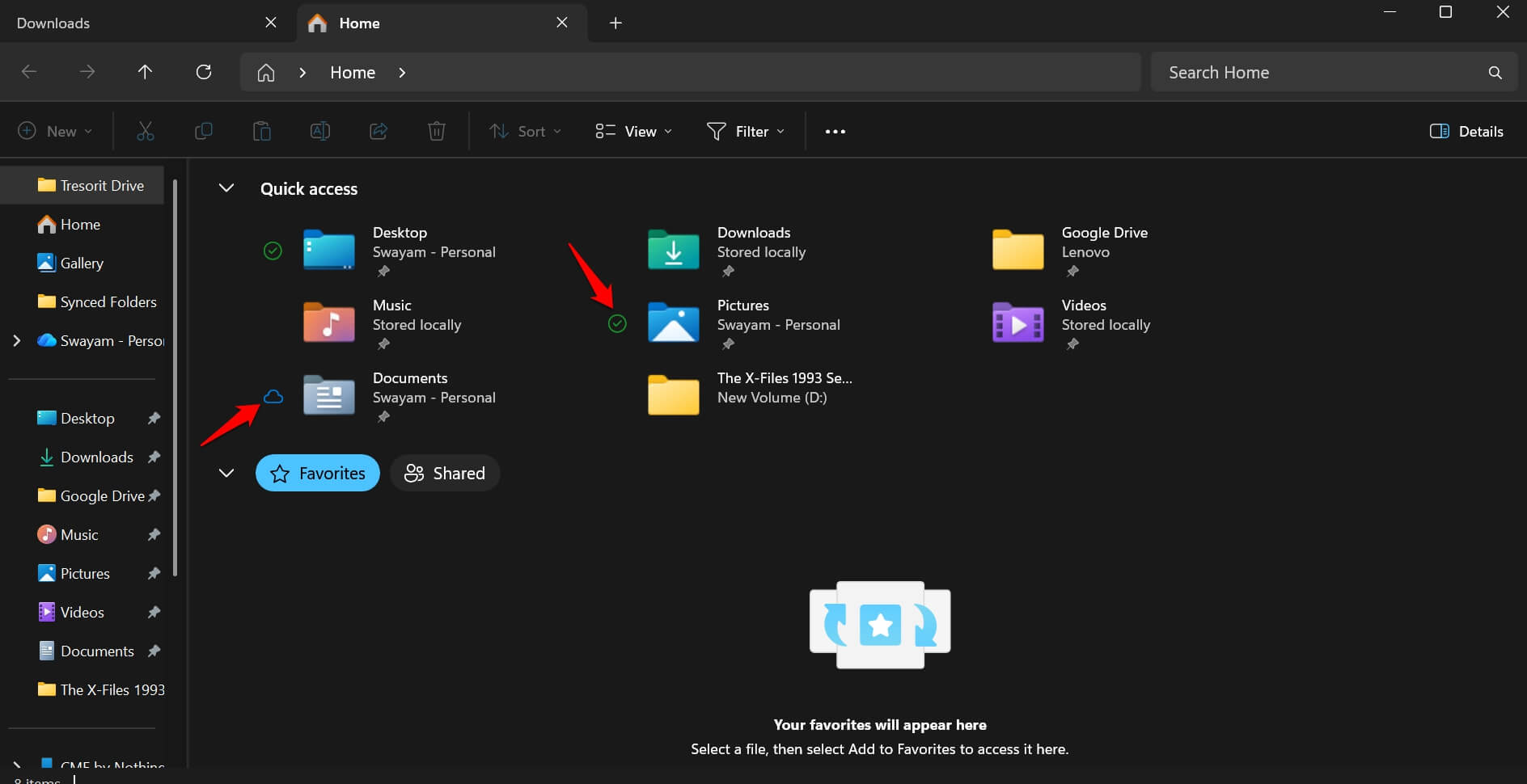 OneDrive icons in File explorer meaning