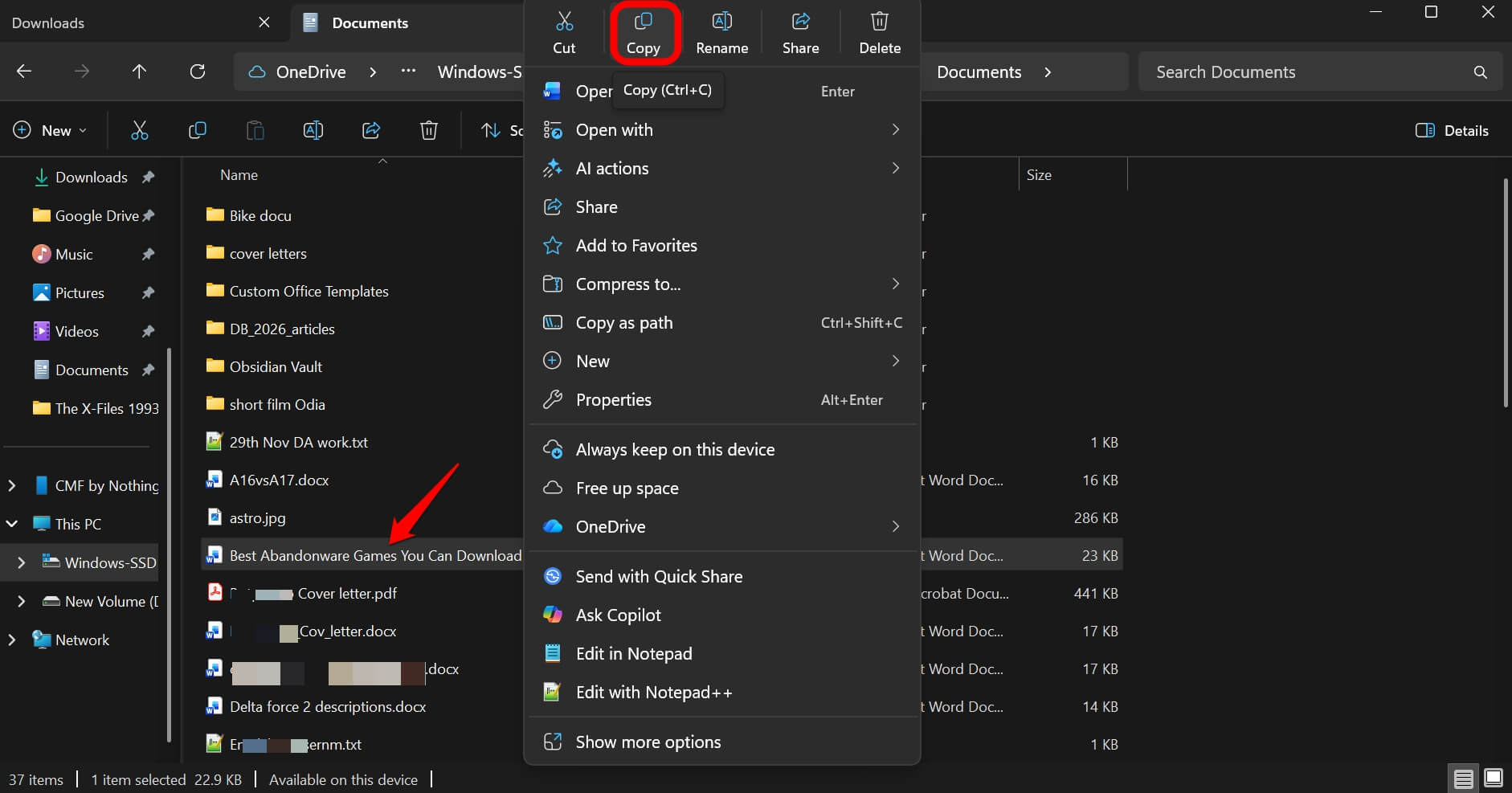 OneDrive backup on Windows 11 moved my folders without asking and here is what happened 8 copy file from Onedrive folder and paste it back to the local folder on your PC