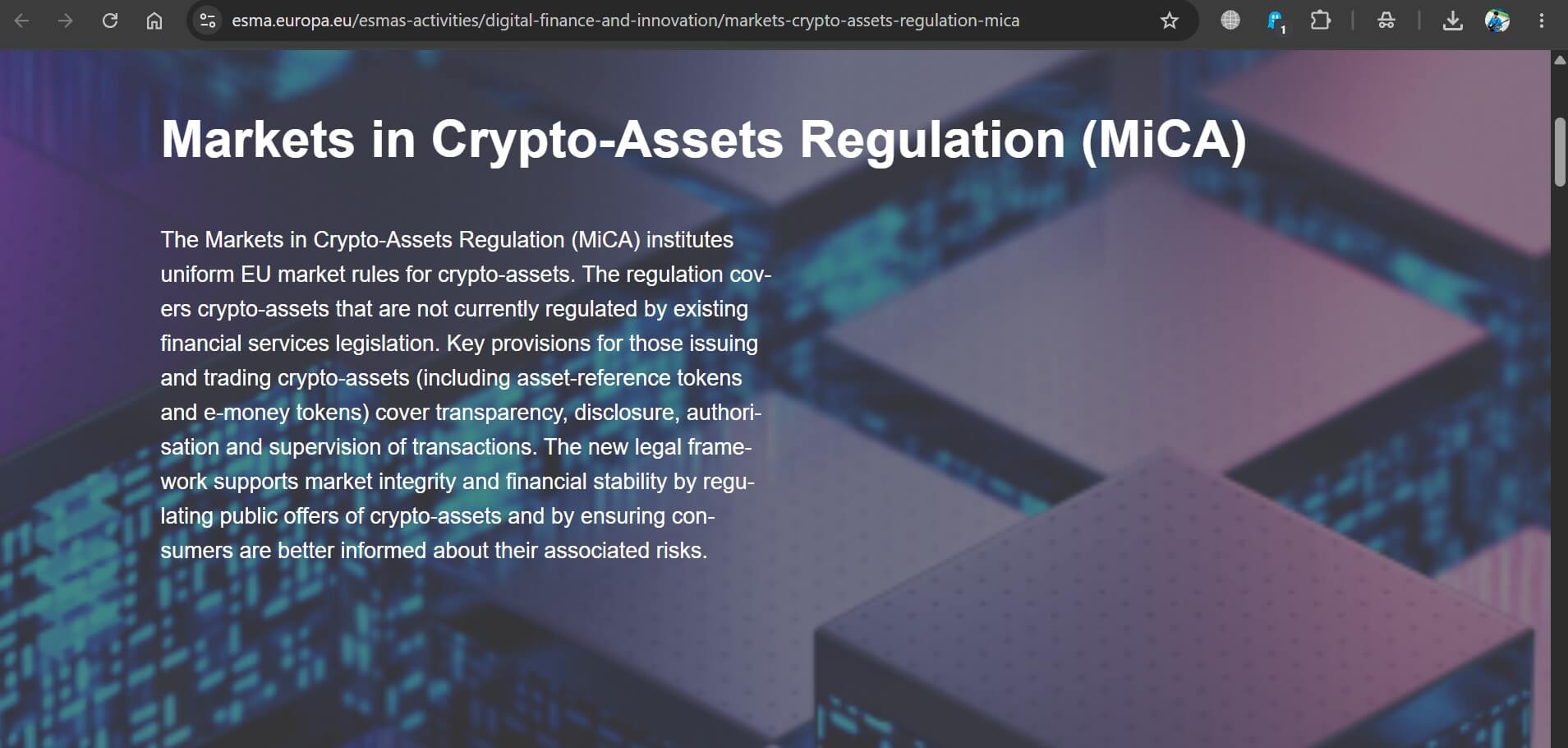 european crypto assets regulation