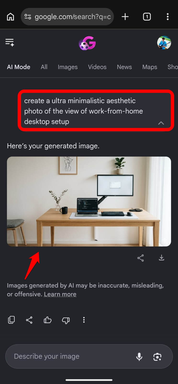 image created by nano banana on Chrome canary