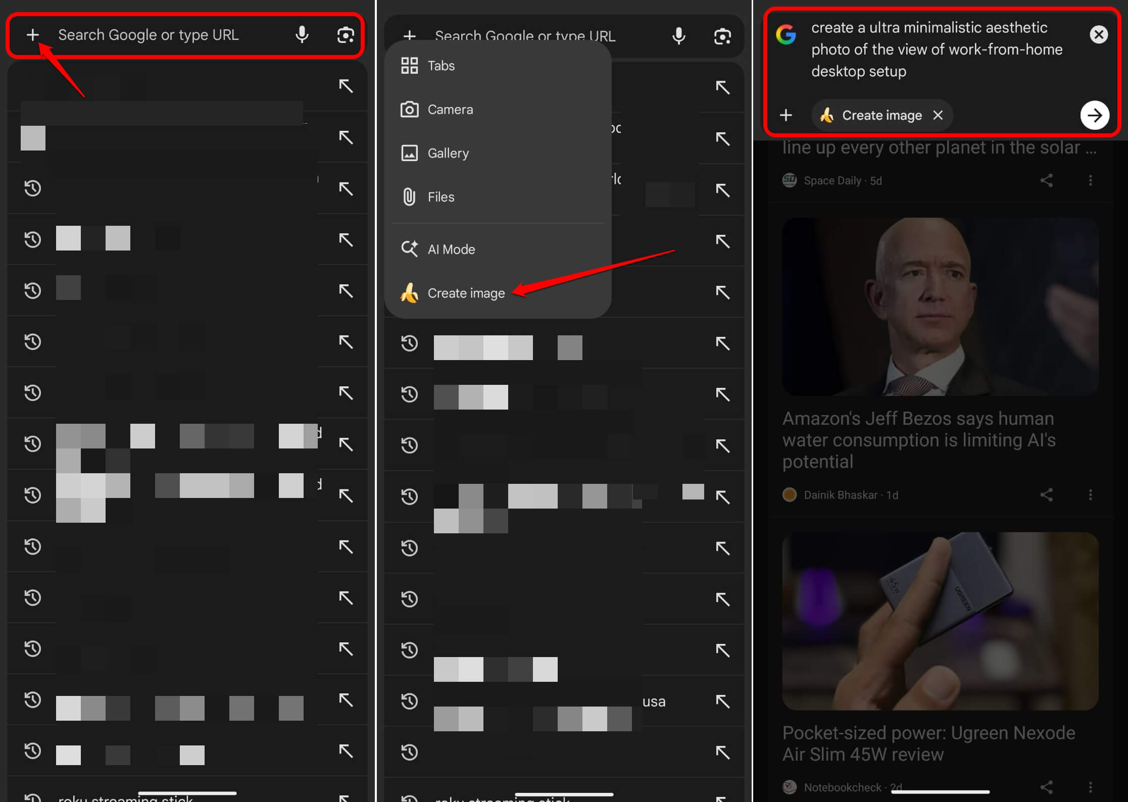using nano banana ai image generator in Chrome Canary Android