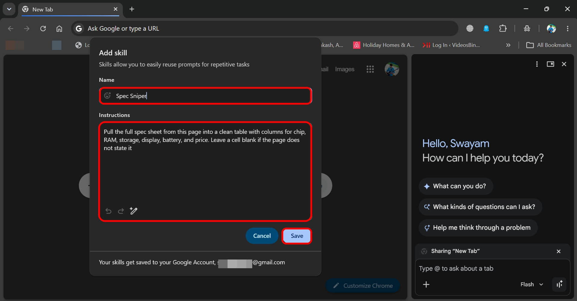 I built 10 custom Chrome Skills and only stopped using half of them 3 adding a skill in the Chrome Gemini Skills prompt