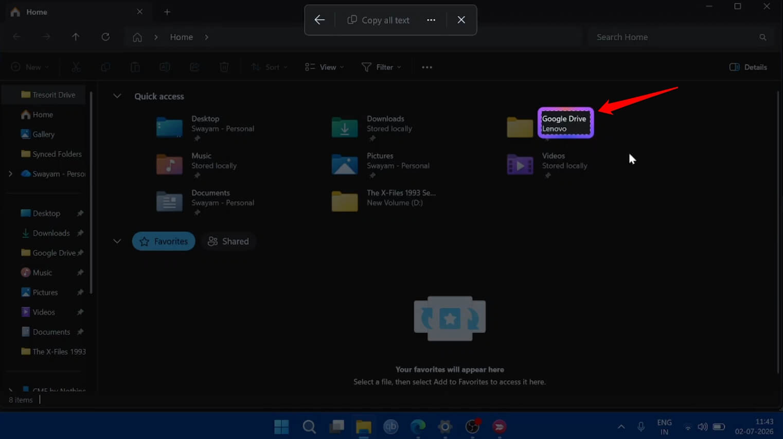 select text for copying using text extractor windows 11
