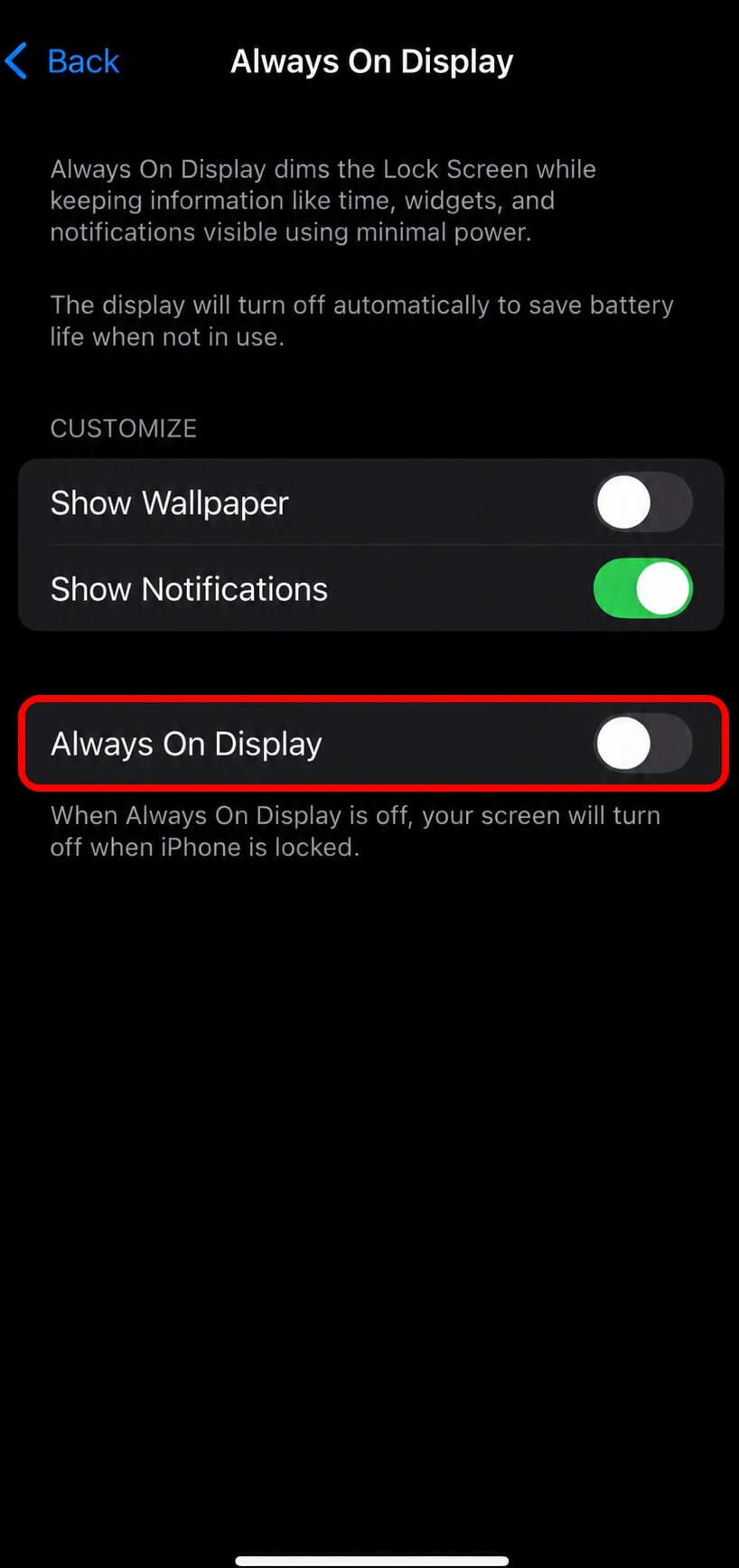 I turned off six iPhone settings and got nearly 10 percent more battery 2 turn off always on display in iPhone