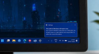 This windows build will expire soon notification