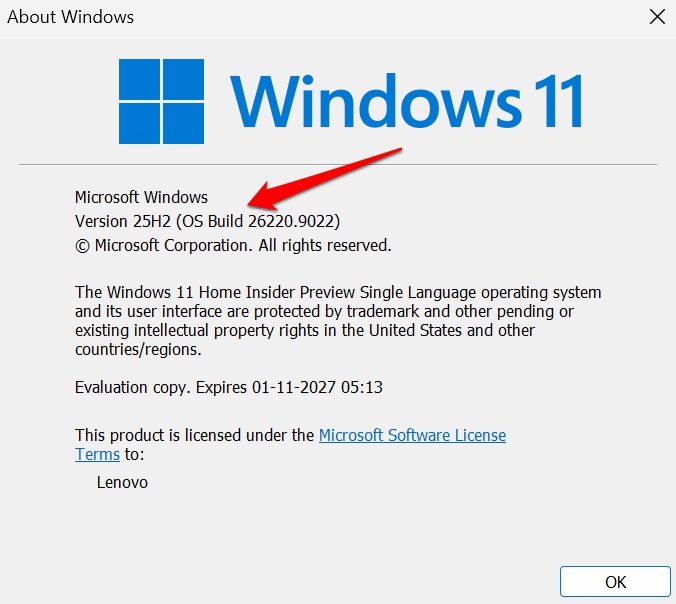 Windows 11 build version