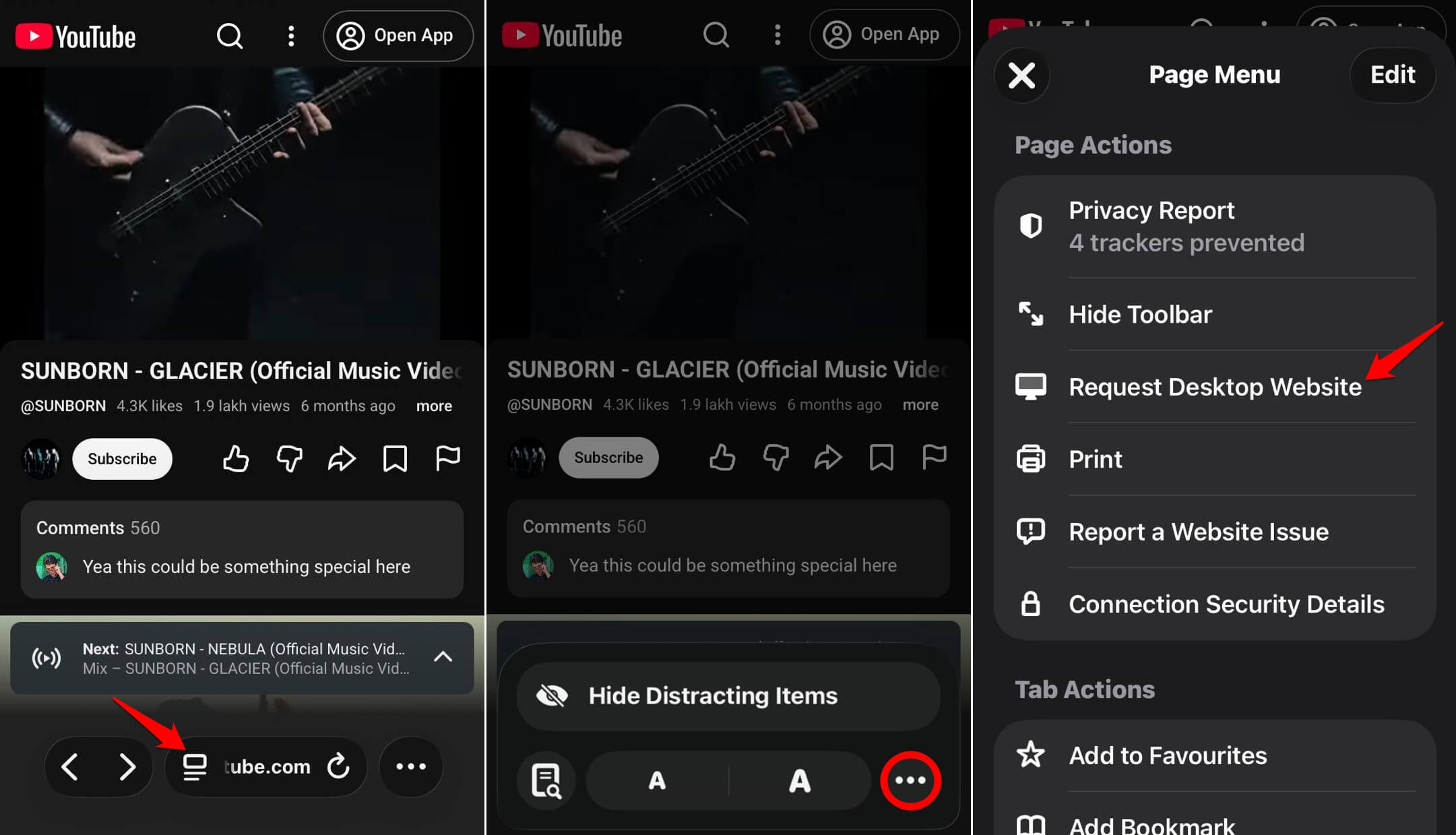I relied on Safari instead of YouTube, Instagram and Spotify apps for a week 3 view webpage in desktop mode on iPhone Safari browser