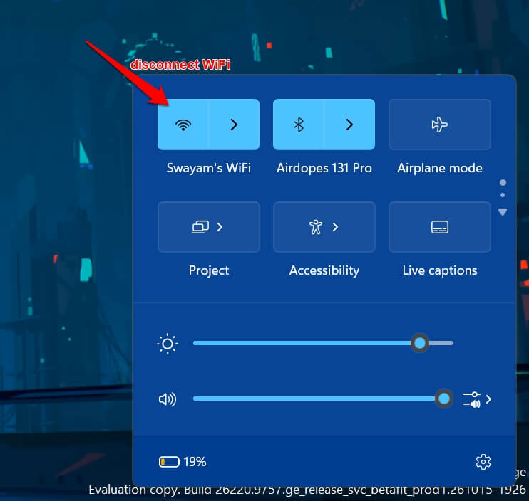 disconnect PC internet