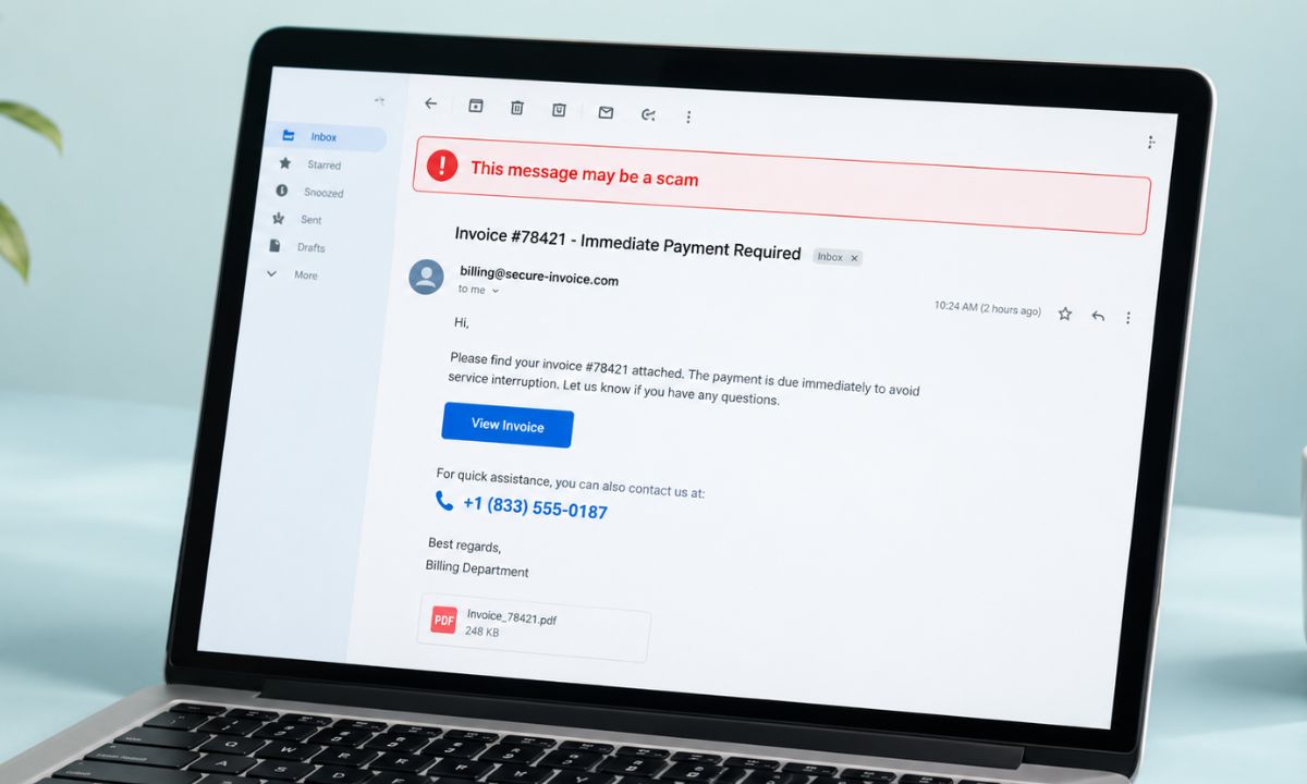 fake invoice scam what to do
