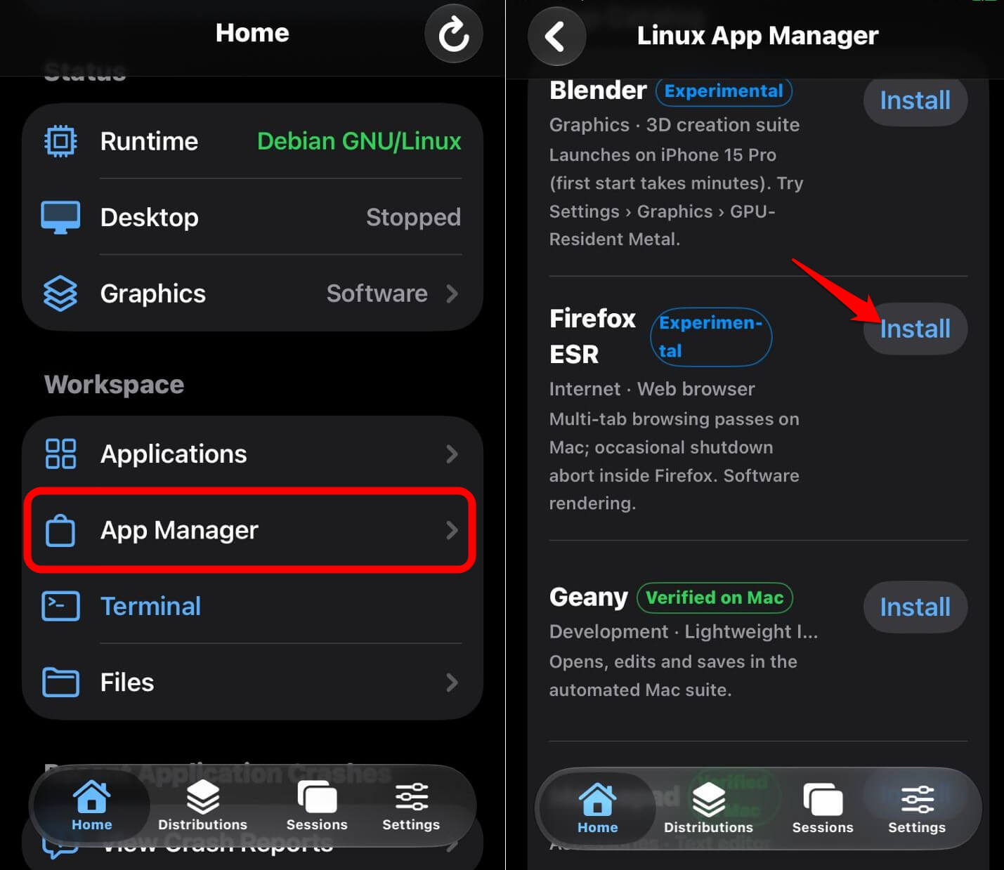 how to install Firefox on iPhone using LinuxRunner