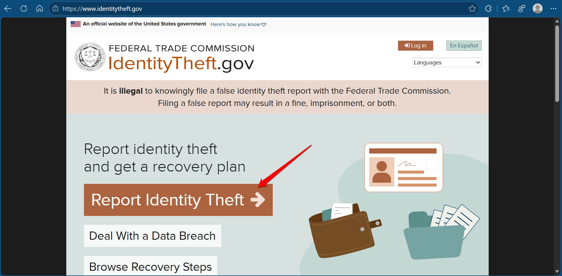 how to report an identity theft in the US