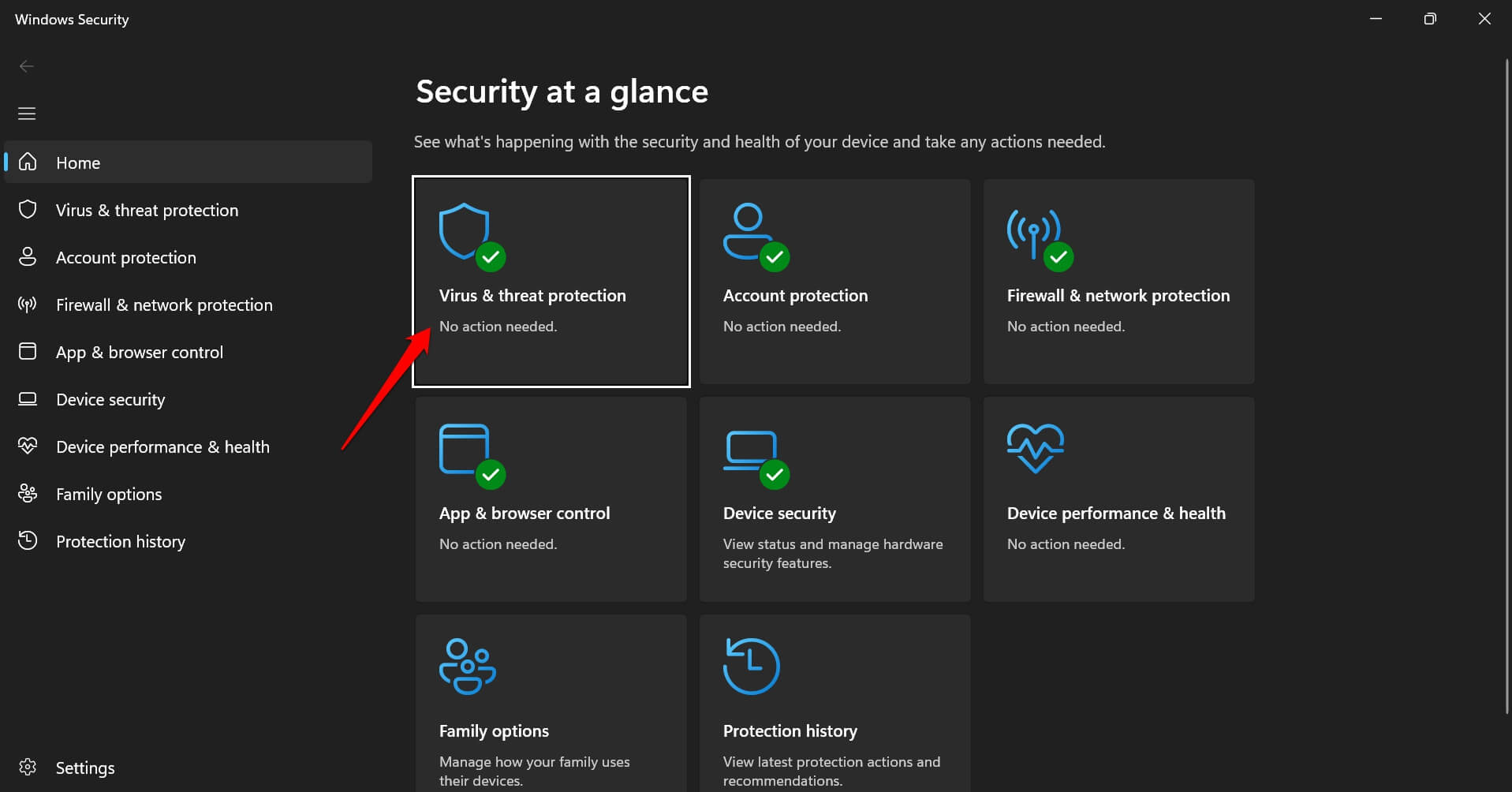 windows 11 virus and threat protection menu