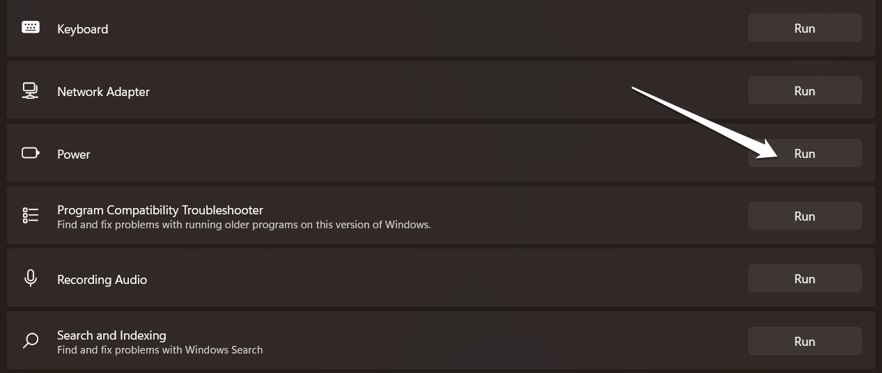 How to Fix "There Are Currently No Power Options Available" Error in Windows 11? 4 Power>Run