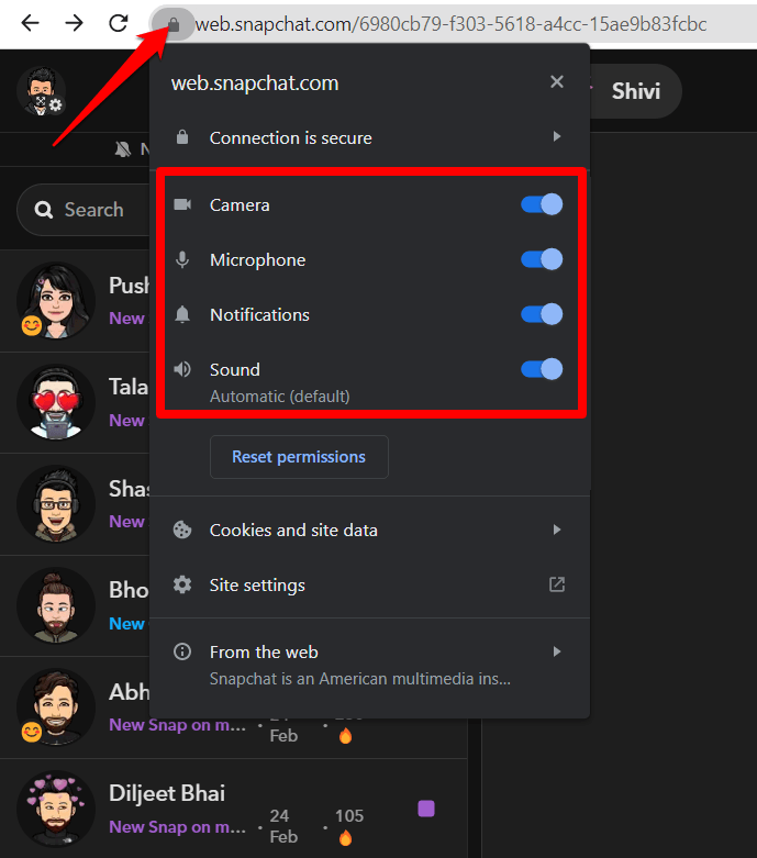 How to Fix Snapchat Web Not Working on Chrome? 4 enable Camera" and "Microphone"