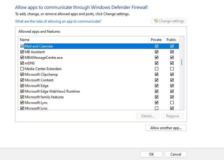 How to Fix Windows Mail Error Code 0x80040b0b? 4 Allow Mail Through Windows Firewall