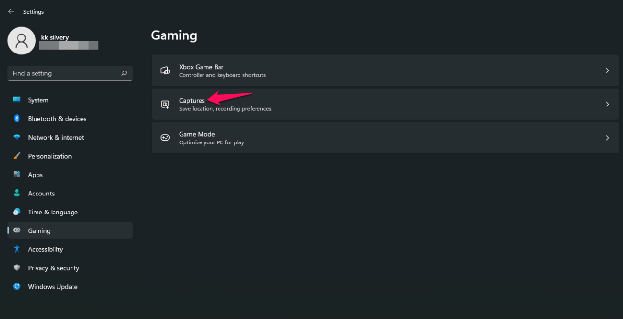 How to Capture Games using Xbox Game Bar on Windows 11? 7 3 - Choose Captures