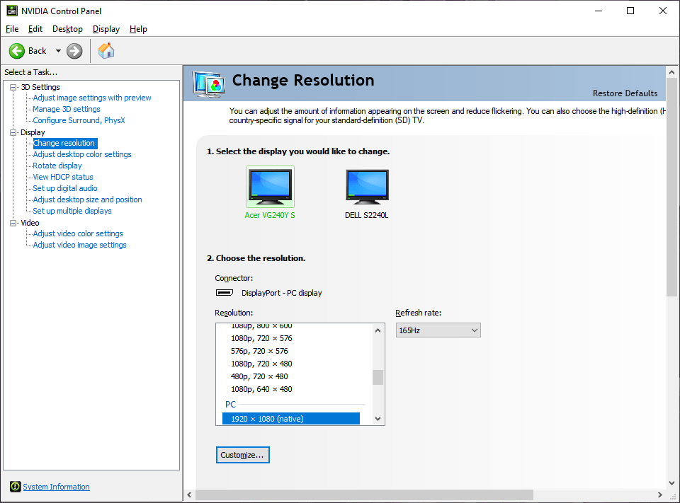 How to Overclock 60Hz Monitor to 75Hz in Windows 11? 3 3 - Click Customize Button
