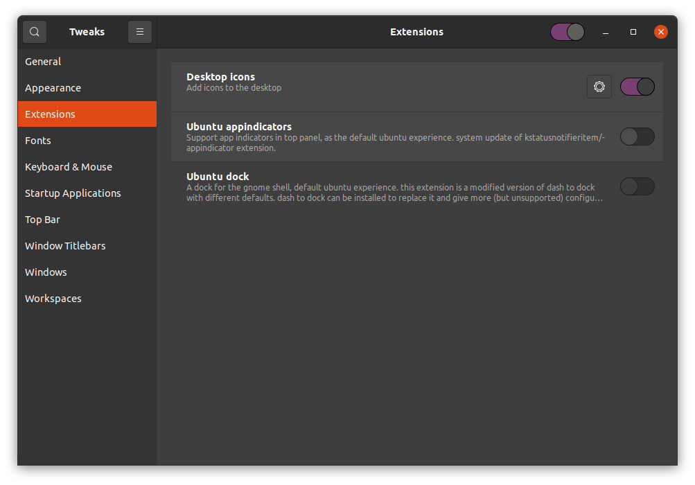 (3) Click Disable Desktop Icons