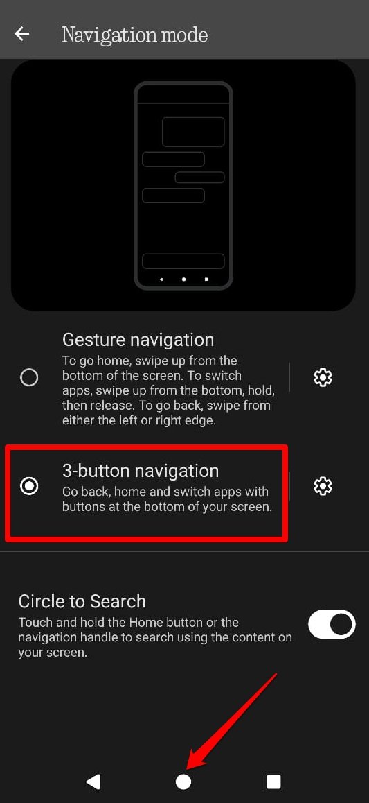 3 button navigation mode Android