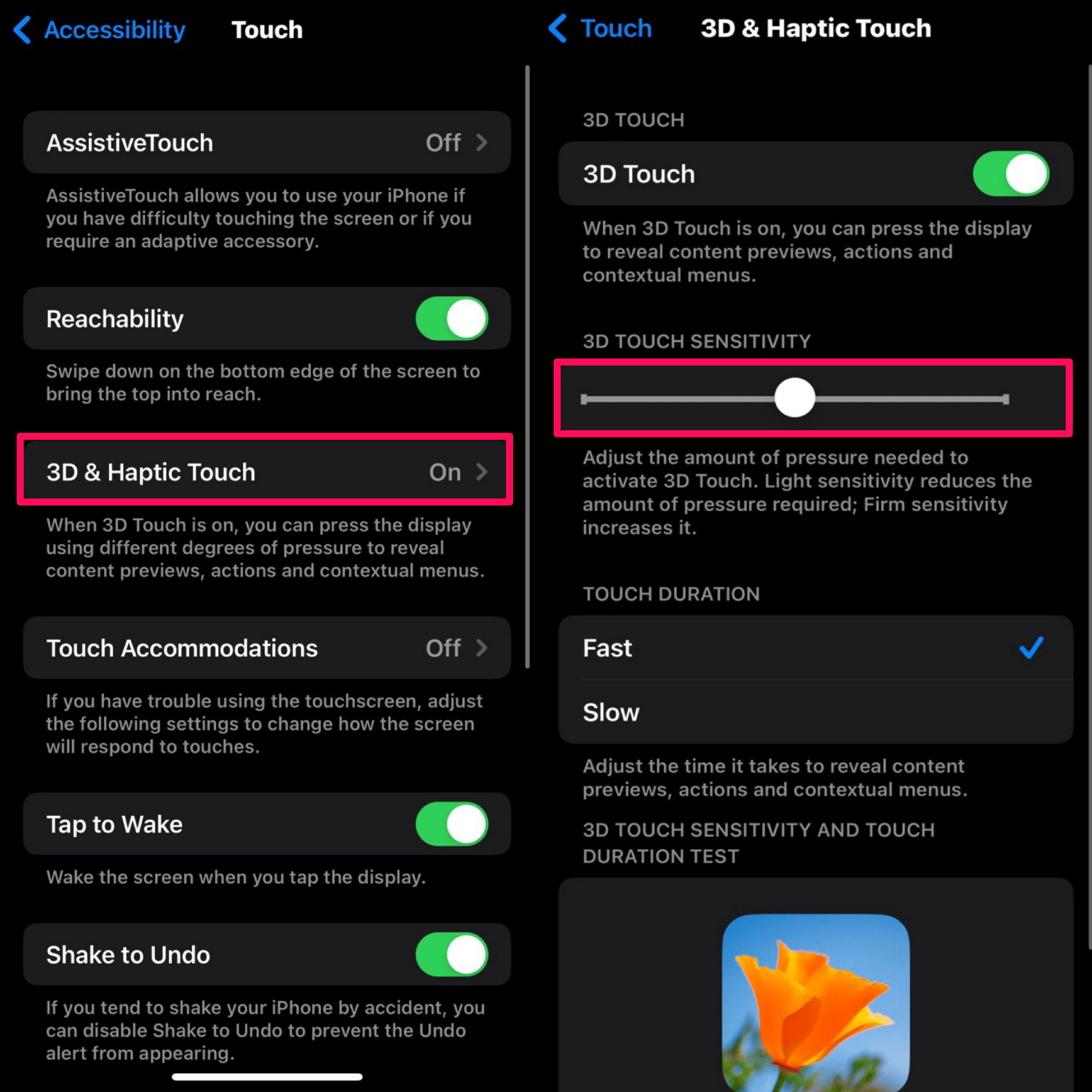 How to Adjust Touch Sensitivity on iPhone or iPad 5 Tap on 3D & Haptic Touch and move the slider to change the touch sensitivity