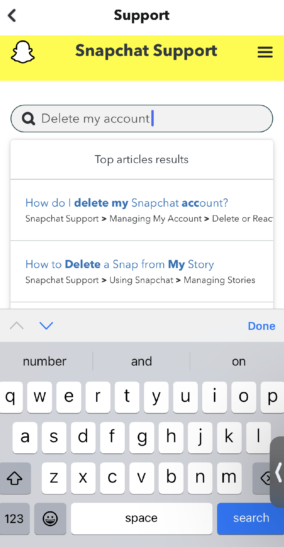 How to Permanently Delete Snapchat Account? 5 Enter "Delete My Account" in the Help Centre's search field,
