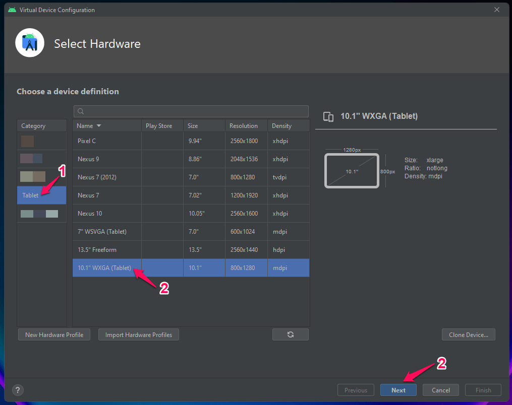 (4) Choose Tablet And Version