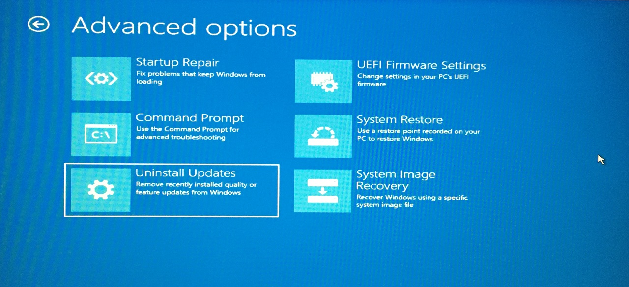 4 - Choose Uninstall Updates