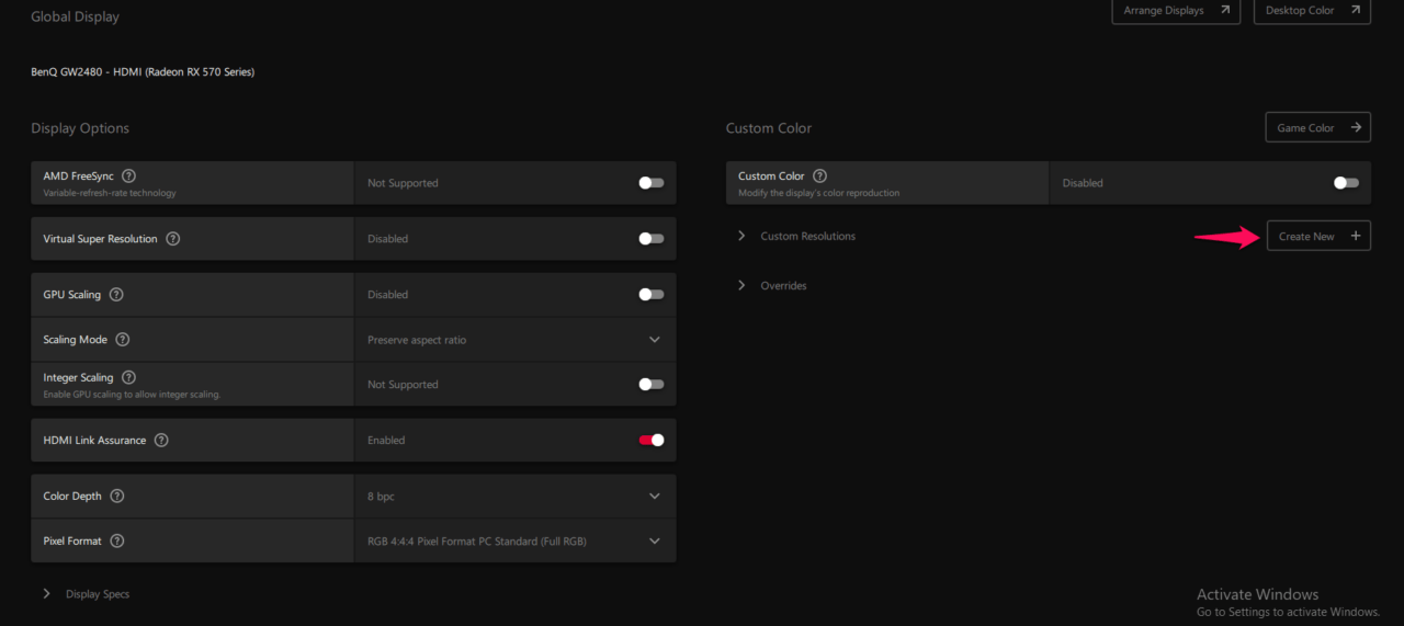 How to Overclock 60Hz Monitor to 75Hz in Windows 11? 13 4 - Click Create Custom Resolution
