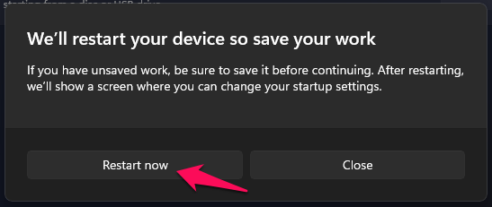 Easily Fix Realtek Audio Console 'Cannot Connect to RPC Service' in Windows 11 18 4 - Click on Restart Now