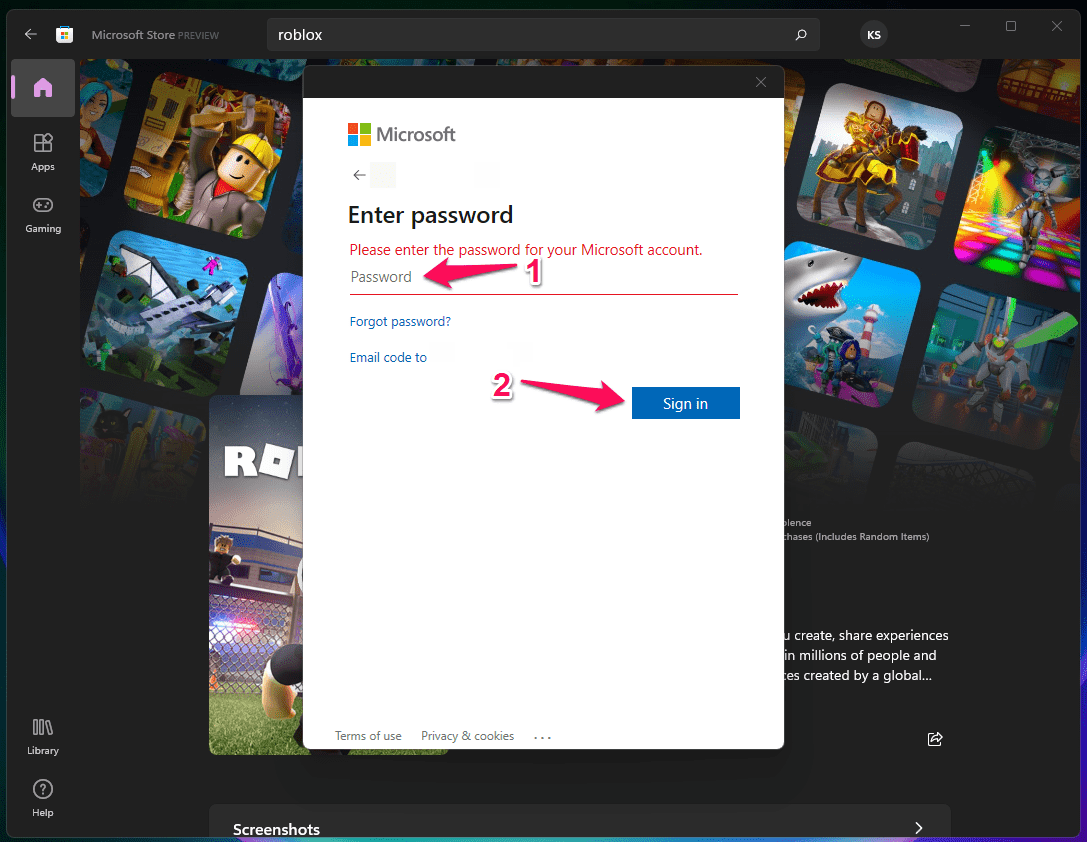 How to Fix Roblox Code Error 279? 4 (4) Enter Password to Confirm