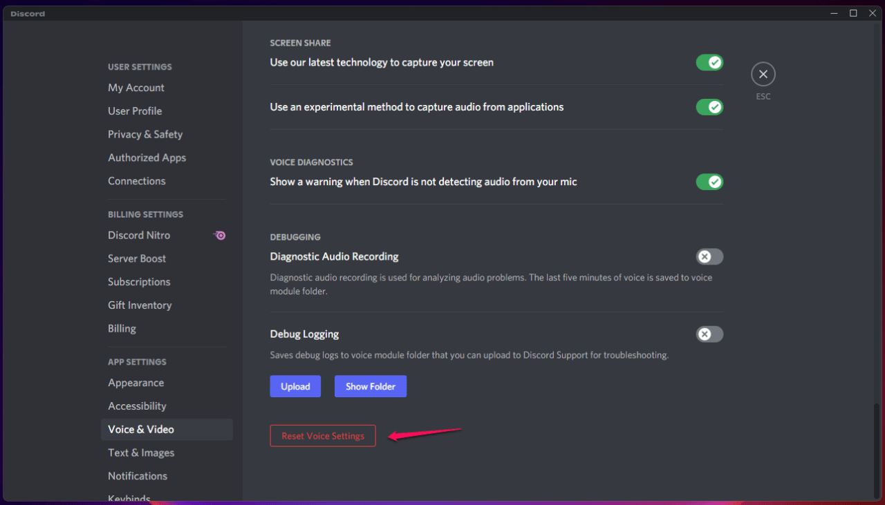 (4) Reset Voice Settings