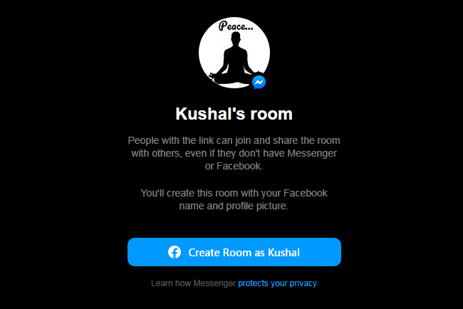 Make a WhatsApp Web Video Call with Rooms 6 4. Create Room as Kushal