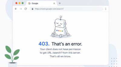 403 error with sad robot illustration