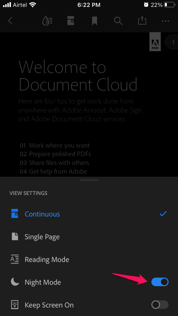 5 - Night Mode Turned On