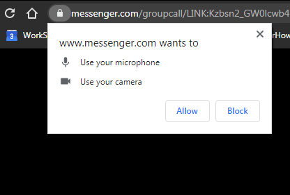 Make a WhatsApp Web Video Call with Rooms 7 5. Allow Micand Camera permissions