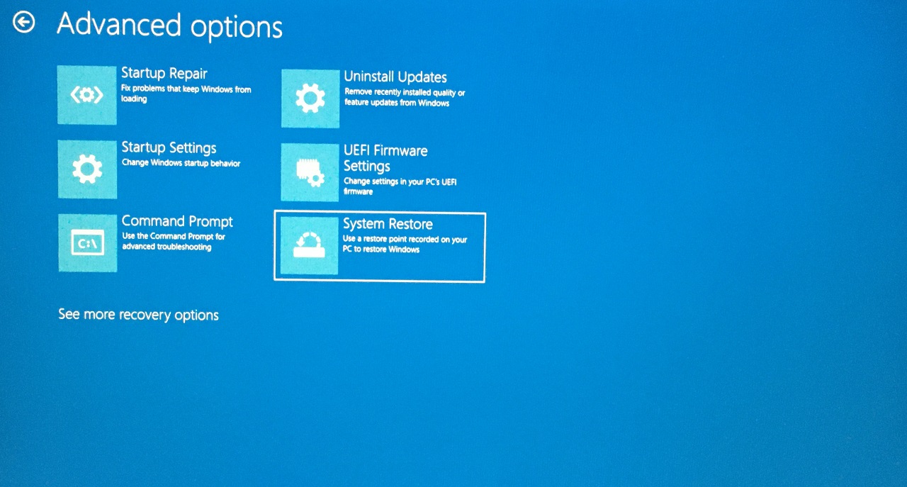6 - Choose System Restore