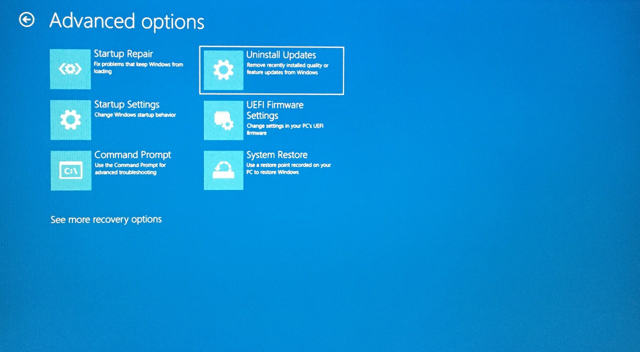 6 - Choose Uninstall updates