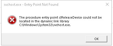 Entry Point Not Found Error